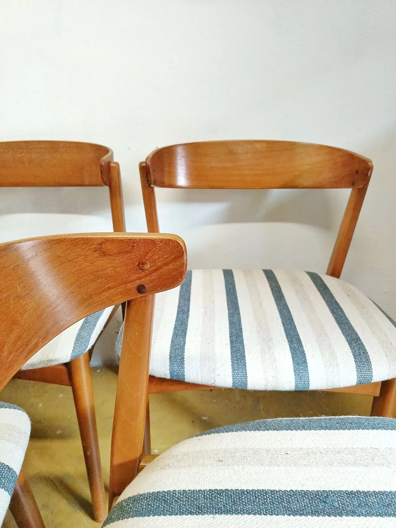 6 Danish Striped Upholstery Chairs, 1950s 4