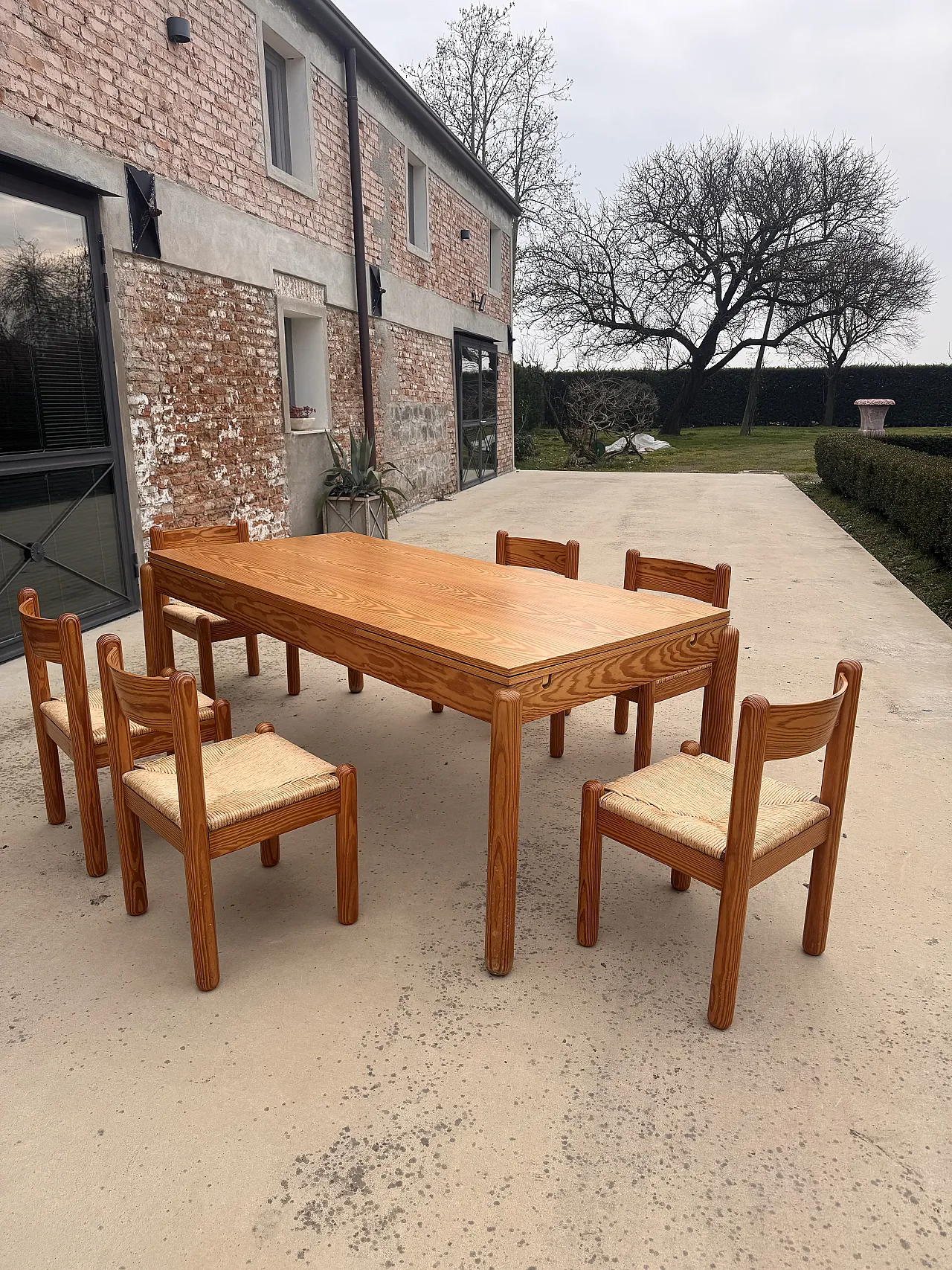 6 Sedie in legno di larice e paglia intrecciata, anni '70 10