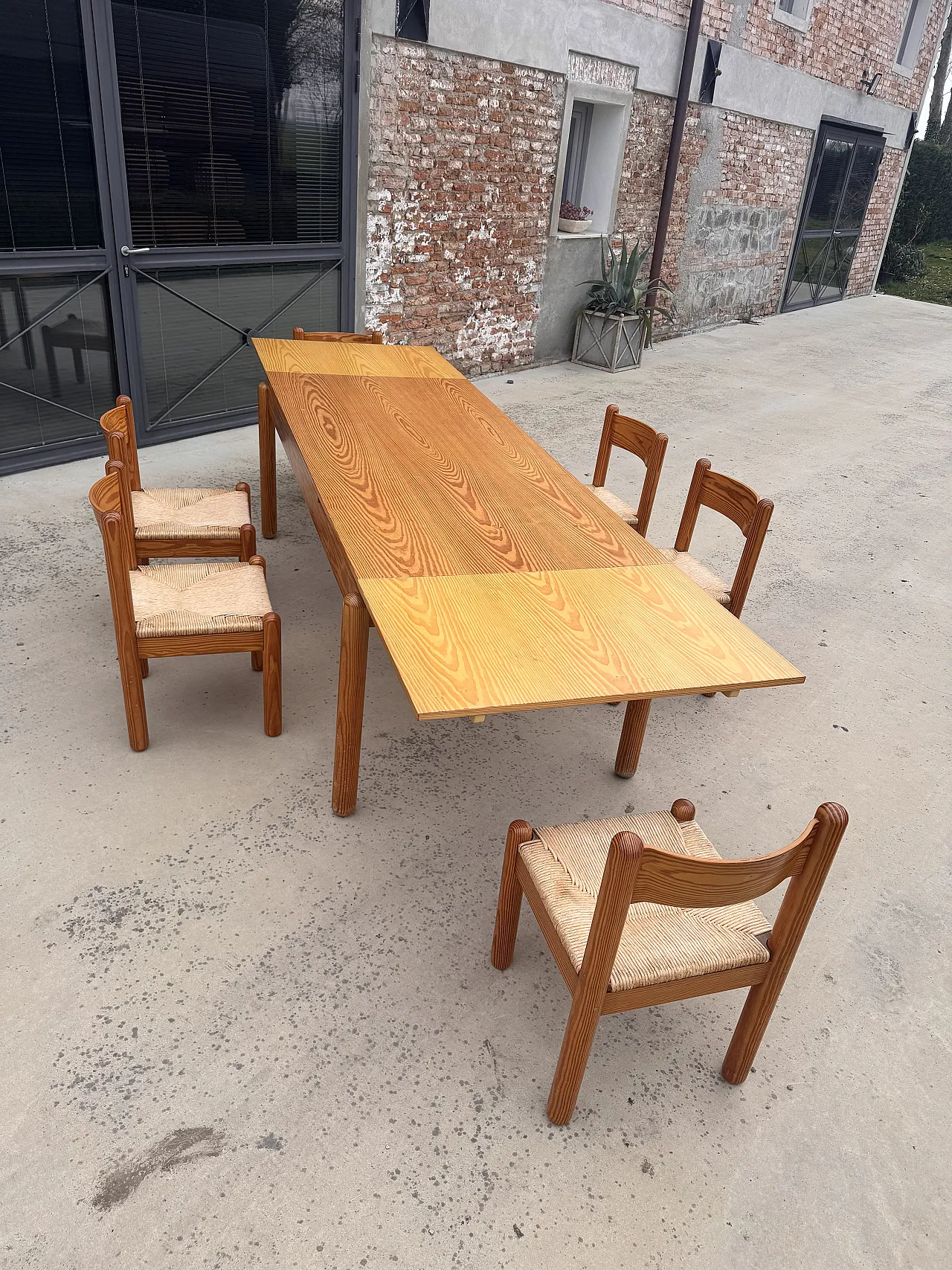 6 Sedie in legno di larice e paglia intrecciata, anni '70 11