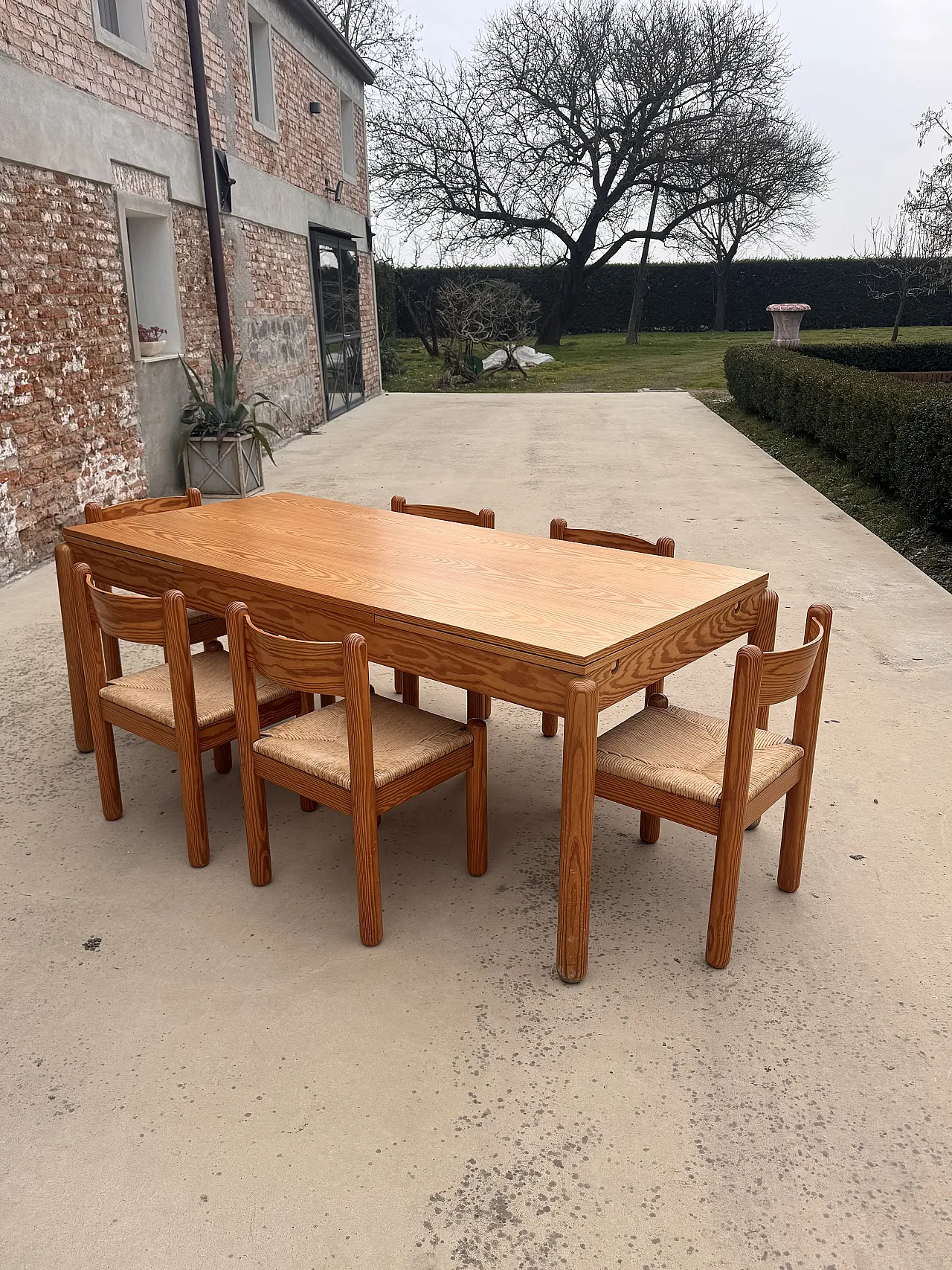 6 Sedie in legno di larice e paglia intrecciata, anni '70 13