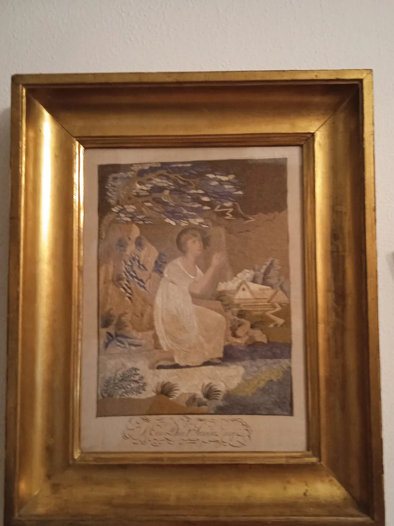 French silk Embroidery of an angel, 1805 2