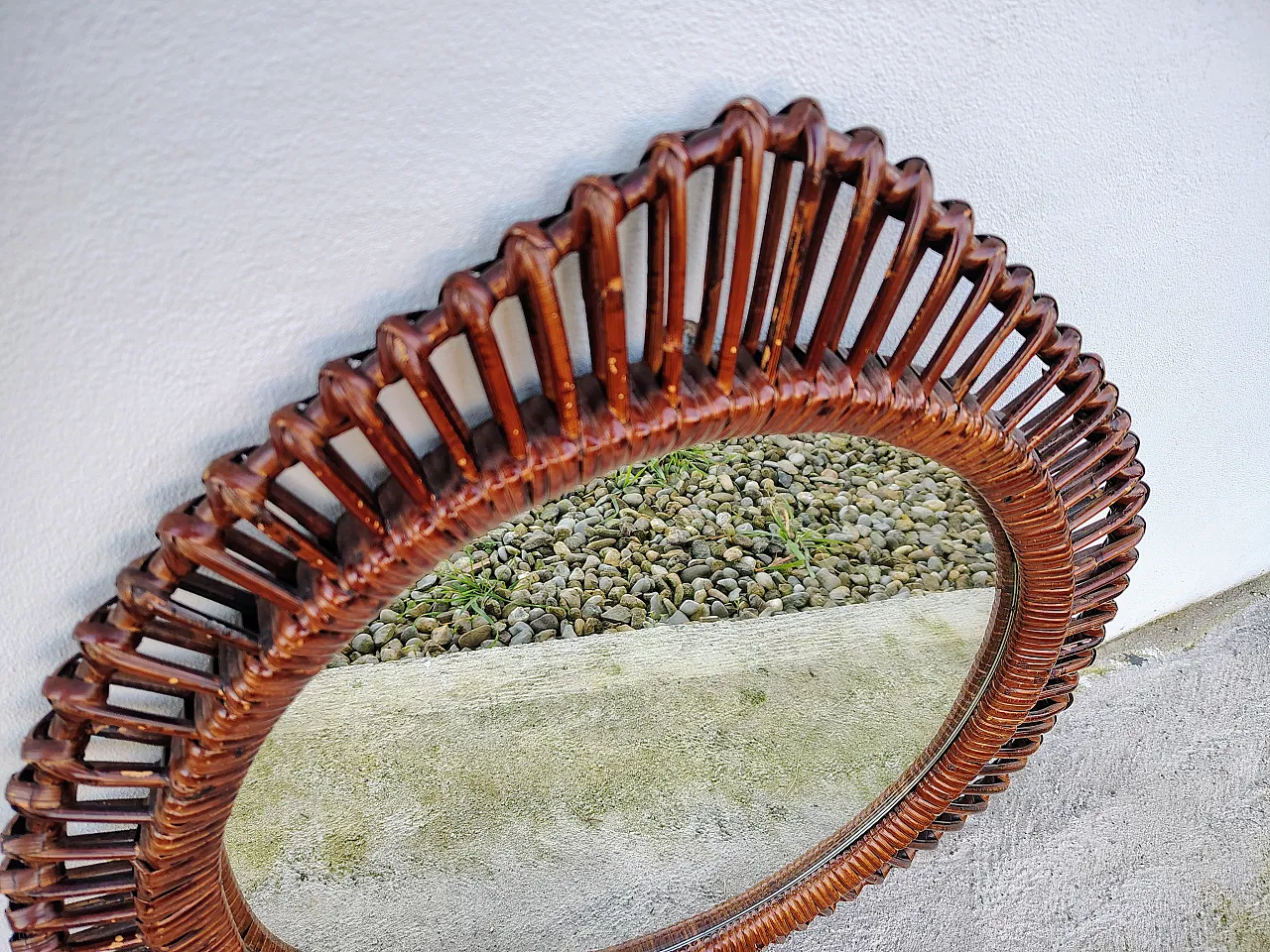 Specchio con cornice intrecciata atribuibile a Franco Albini, anni '60 6