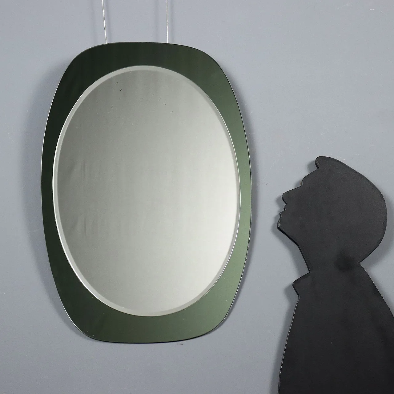 Specchio ovale con cornice in vetro, '900 2