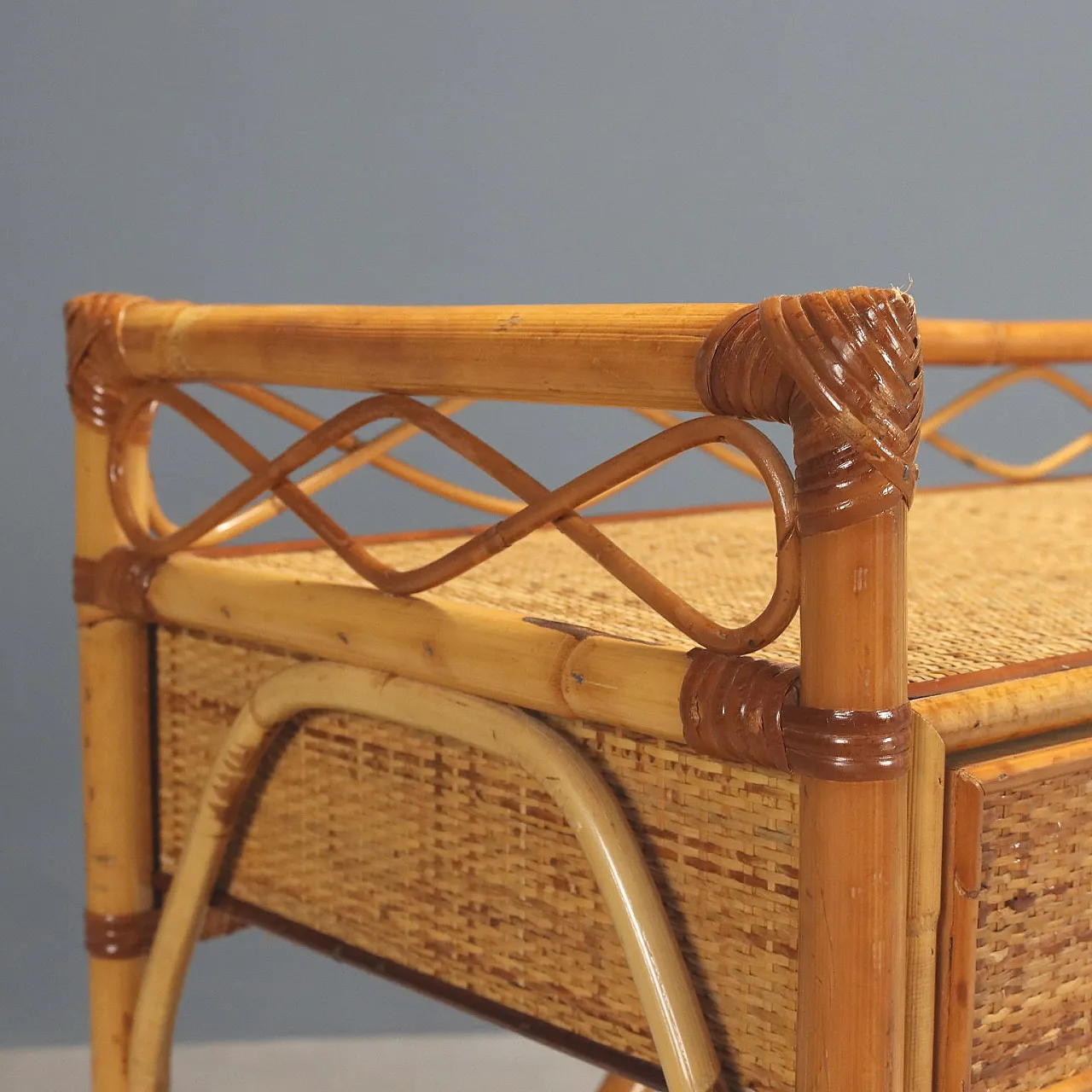 Bamboo and medulline entrance console, 20th century 4