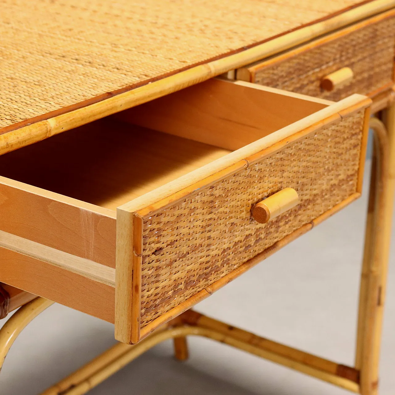 Bamboo and medulline entrance console, 20th century 6