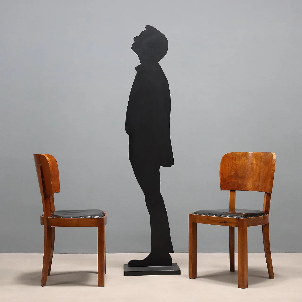 5 Sedie da pranzo in legno e pelle, '900 2