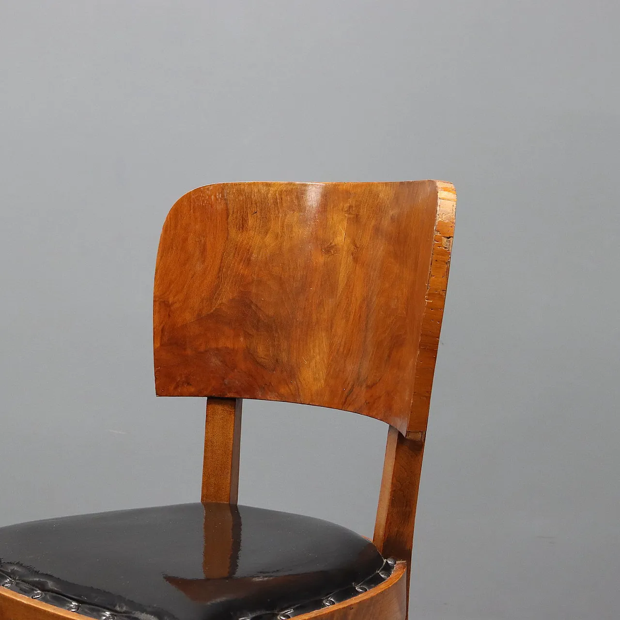 5 Sedie da pranzo in legno e pelle, '900 4