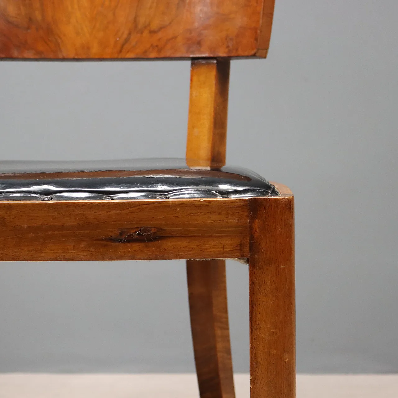 5 Sedie da pranzo in legno e pelle, '900 6