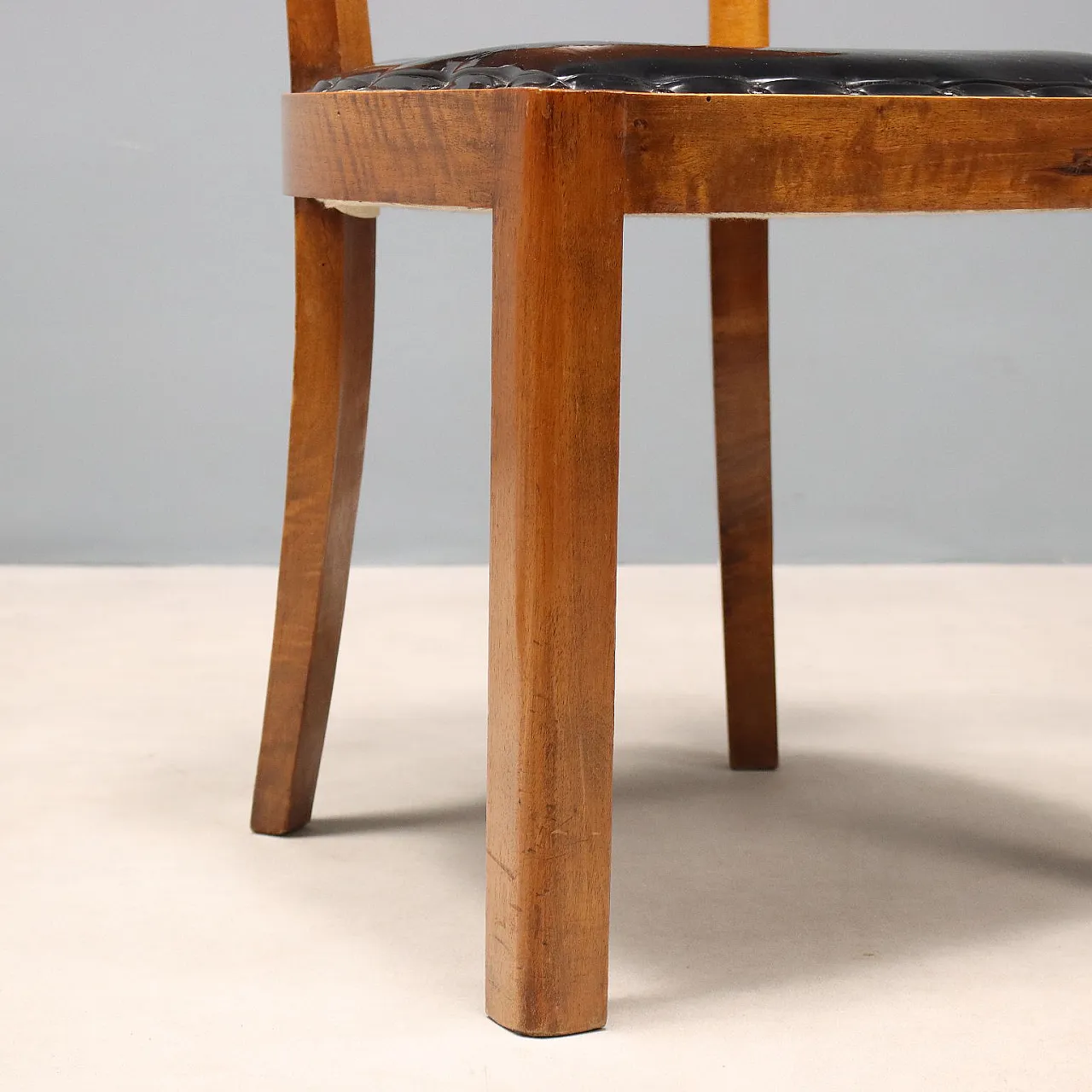 5 Sedie da pranzo in legno e pelle, '900 7