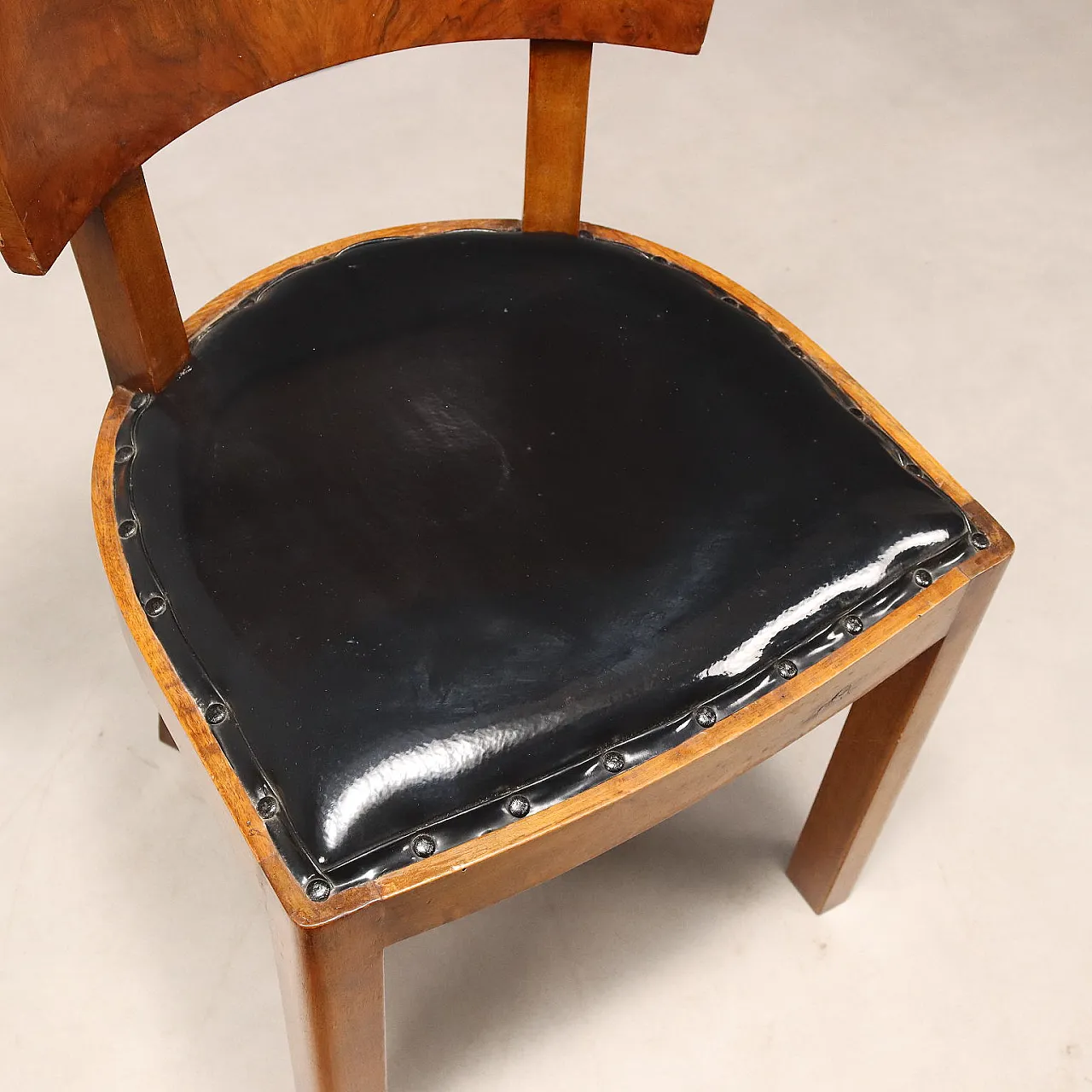 5 Sedie da pranzo in legno e pelle, '900 8