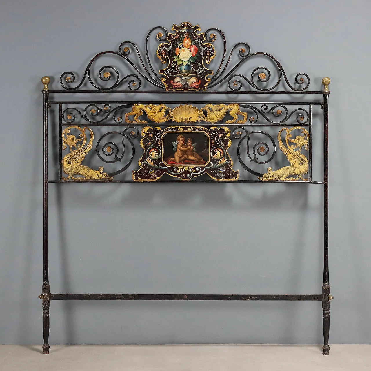 Black lacquered iron headboard, 19th century 1