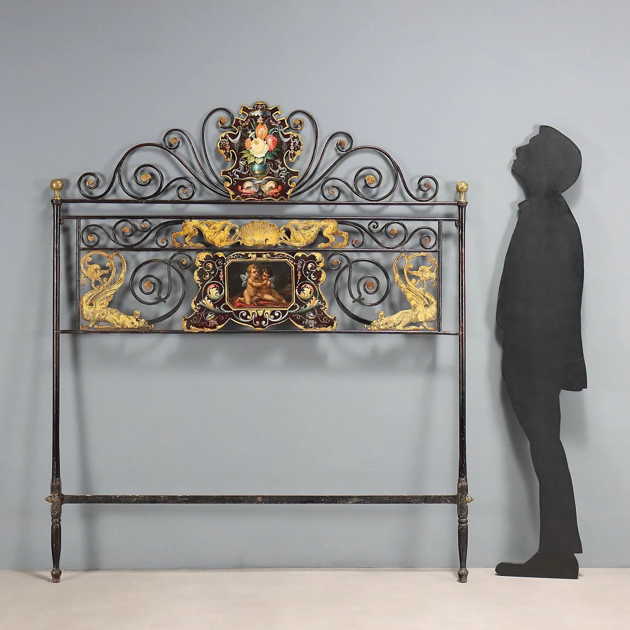 Black lacquered iron headboard, 19th century 2