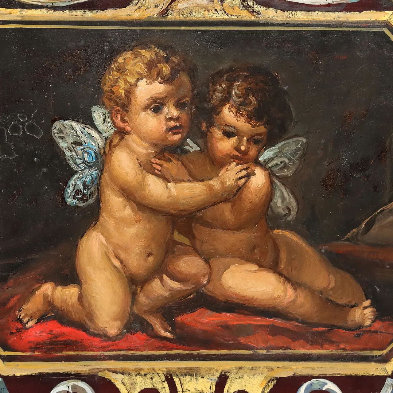 Black lacquered iron headboard, 19th century 6