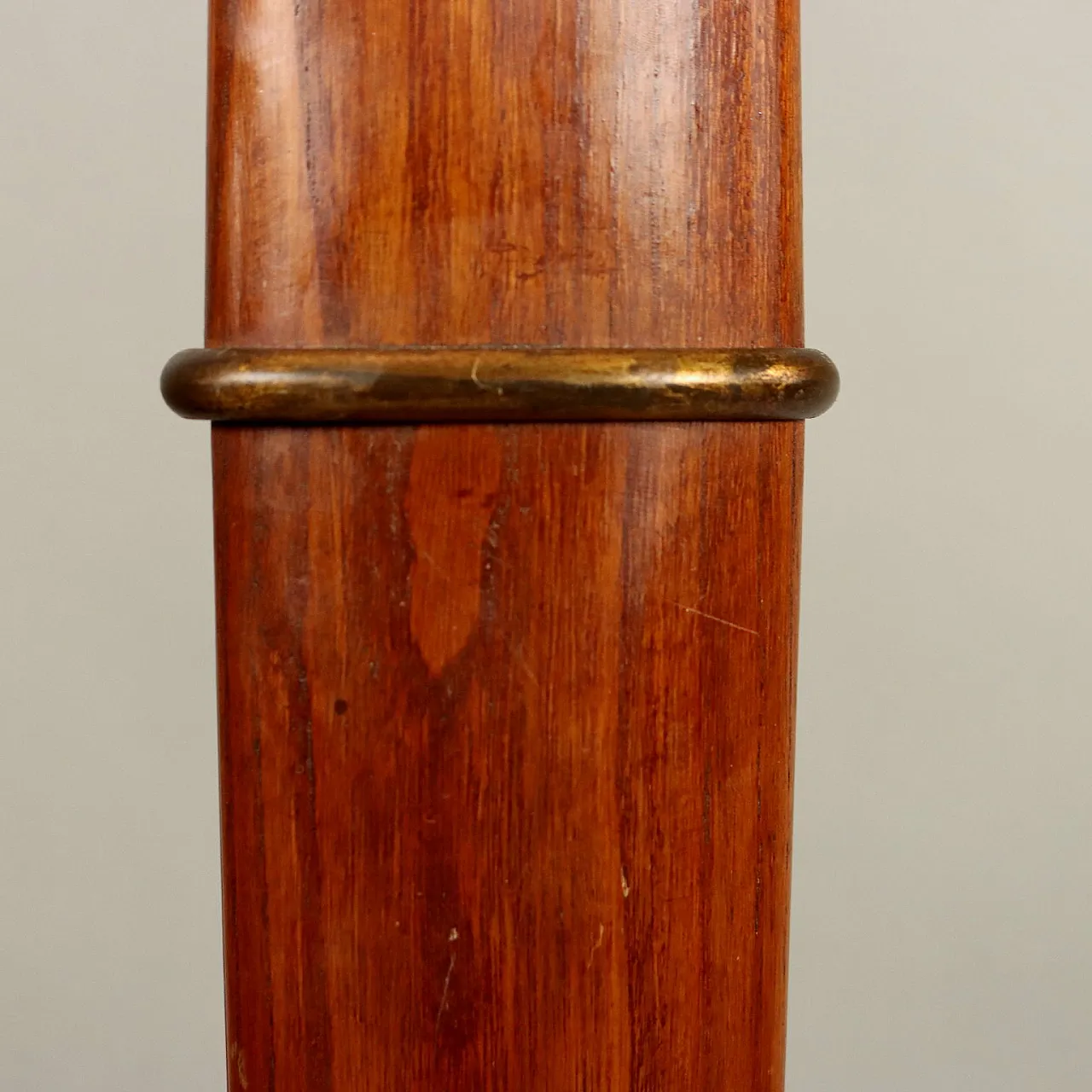 Floor lamp in beech, with brass details & fabric lampshade, 1950s 8