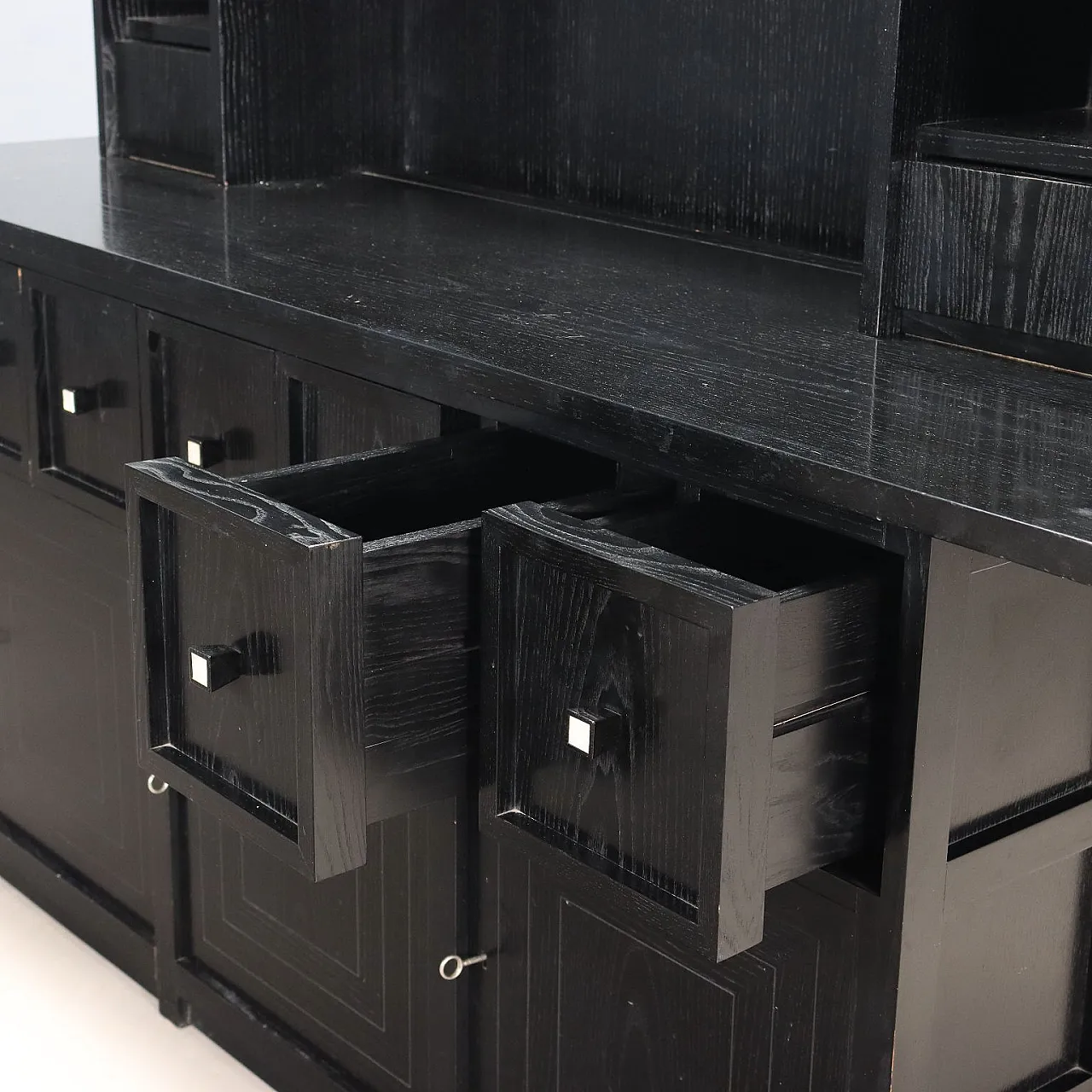 Credenza doppio corpo in frassino, vetro e madreperla, '900 6