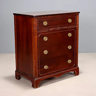 Cassettiera in mogano e lamiera incisa, '900