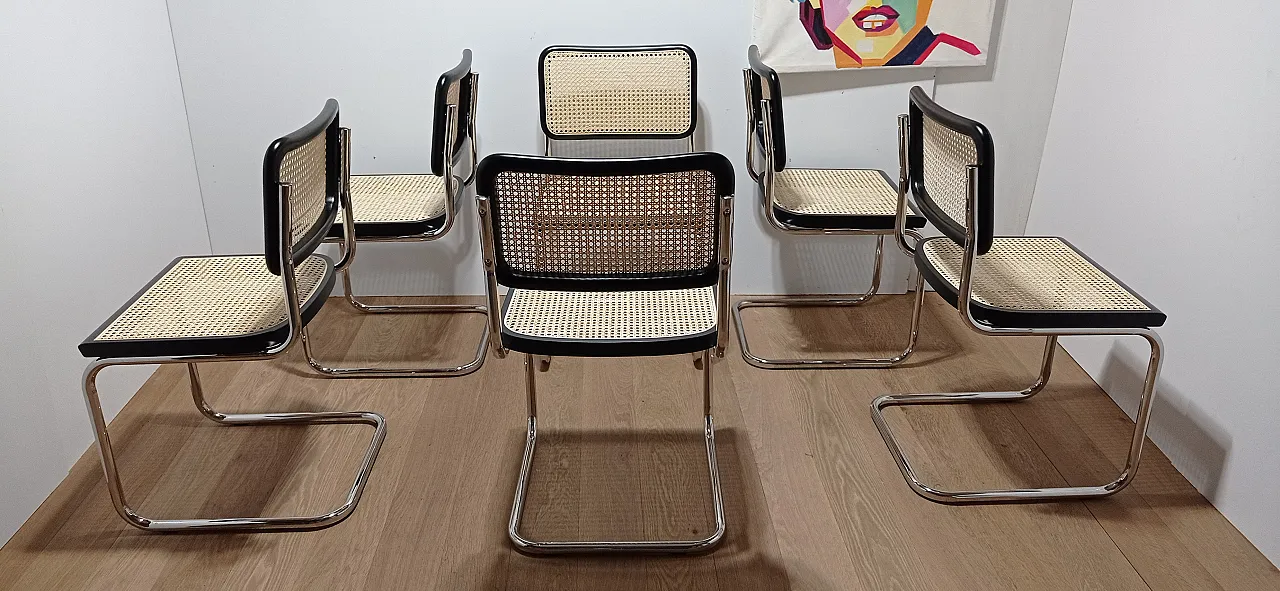 6 Cesca B32 chairs, lacquered in black MDF, 1980s 3