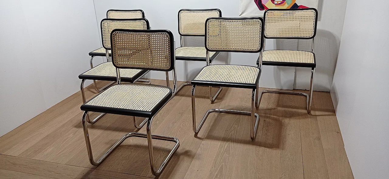 6 Cesca B32 chairs, lacquered in black MDF, 1980s 10