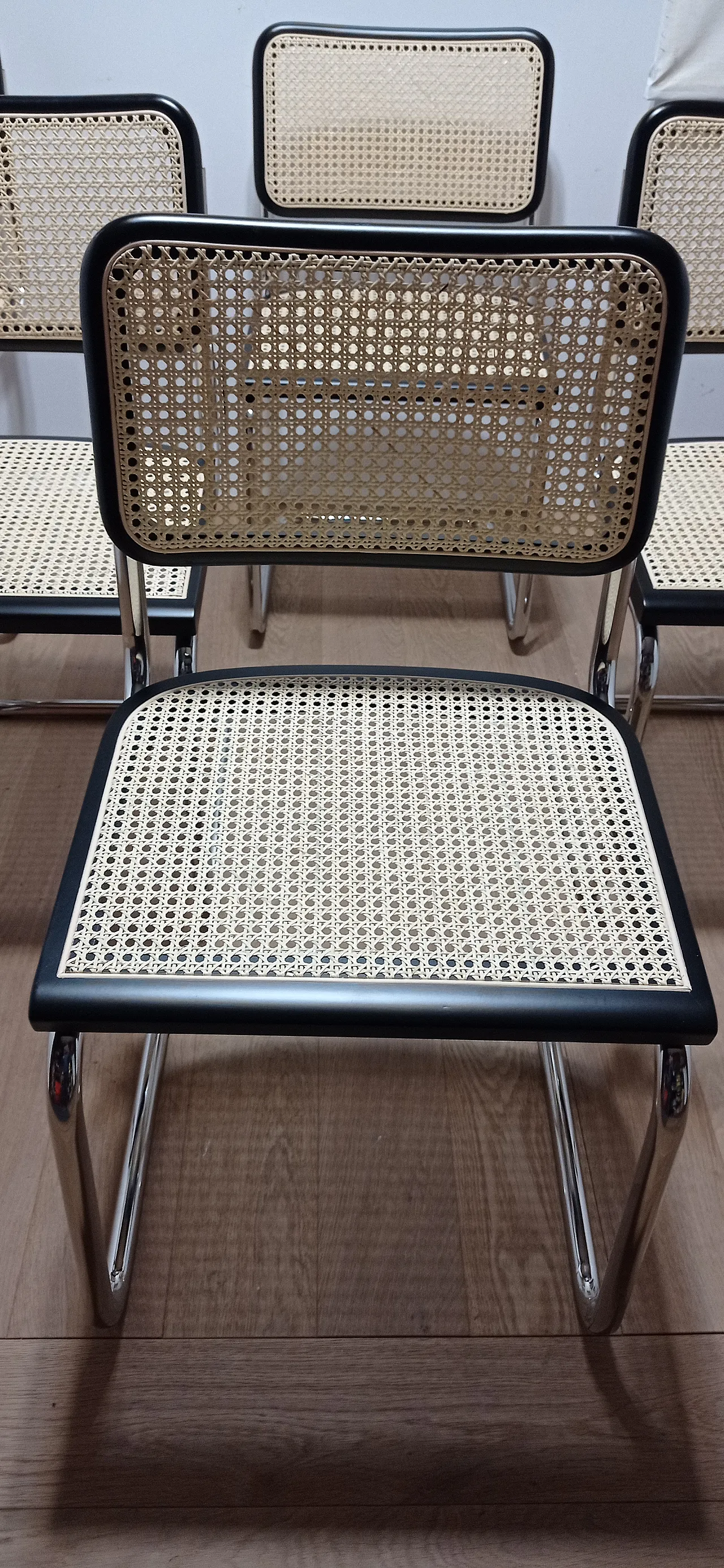 6 Cesca B32 chairs, lacquered in black MDF, 1980s 13