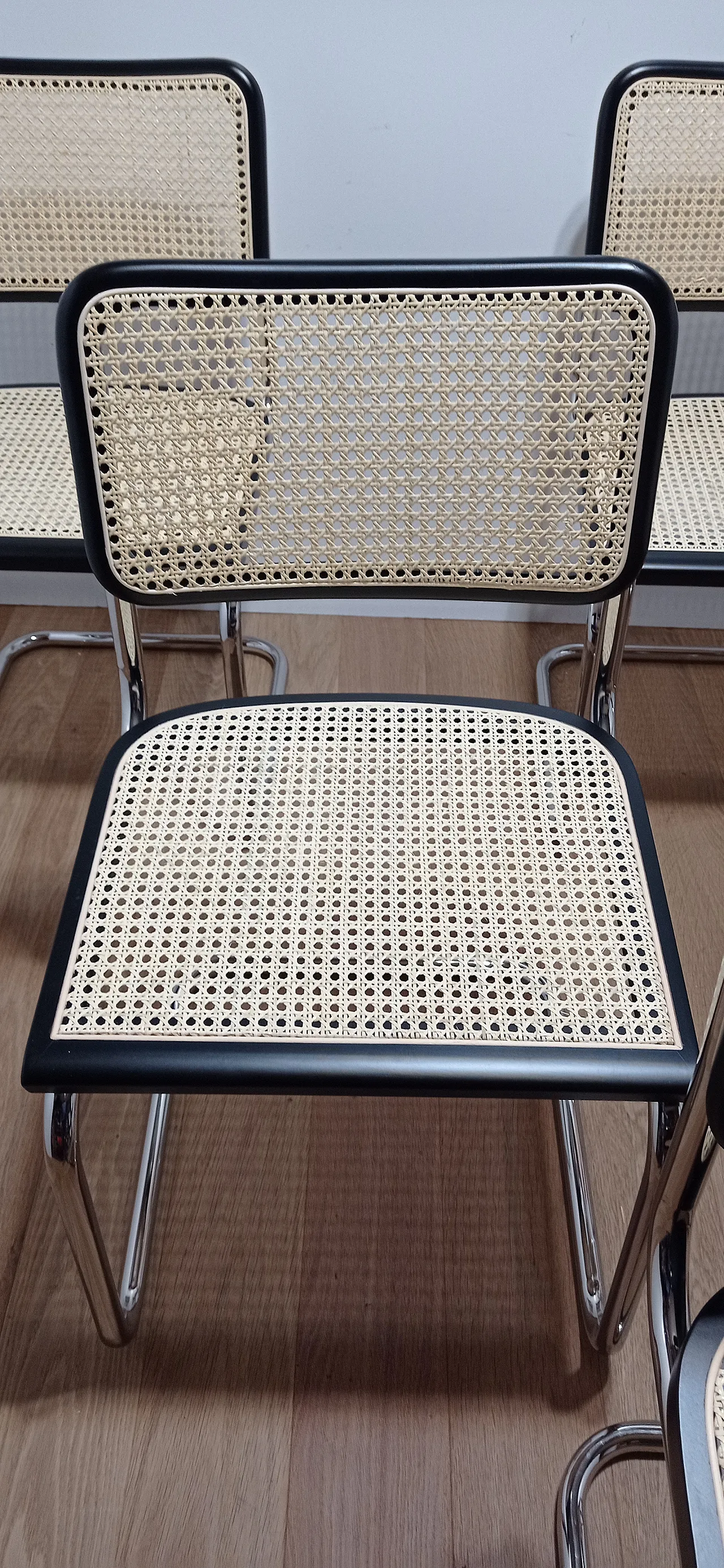 6 Cesca B32 chairs, lacquered in black MDF, 1980s 14