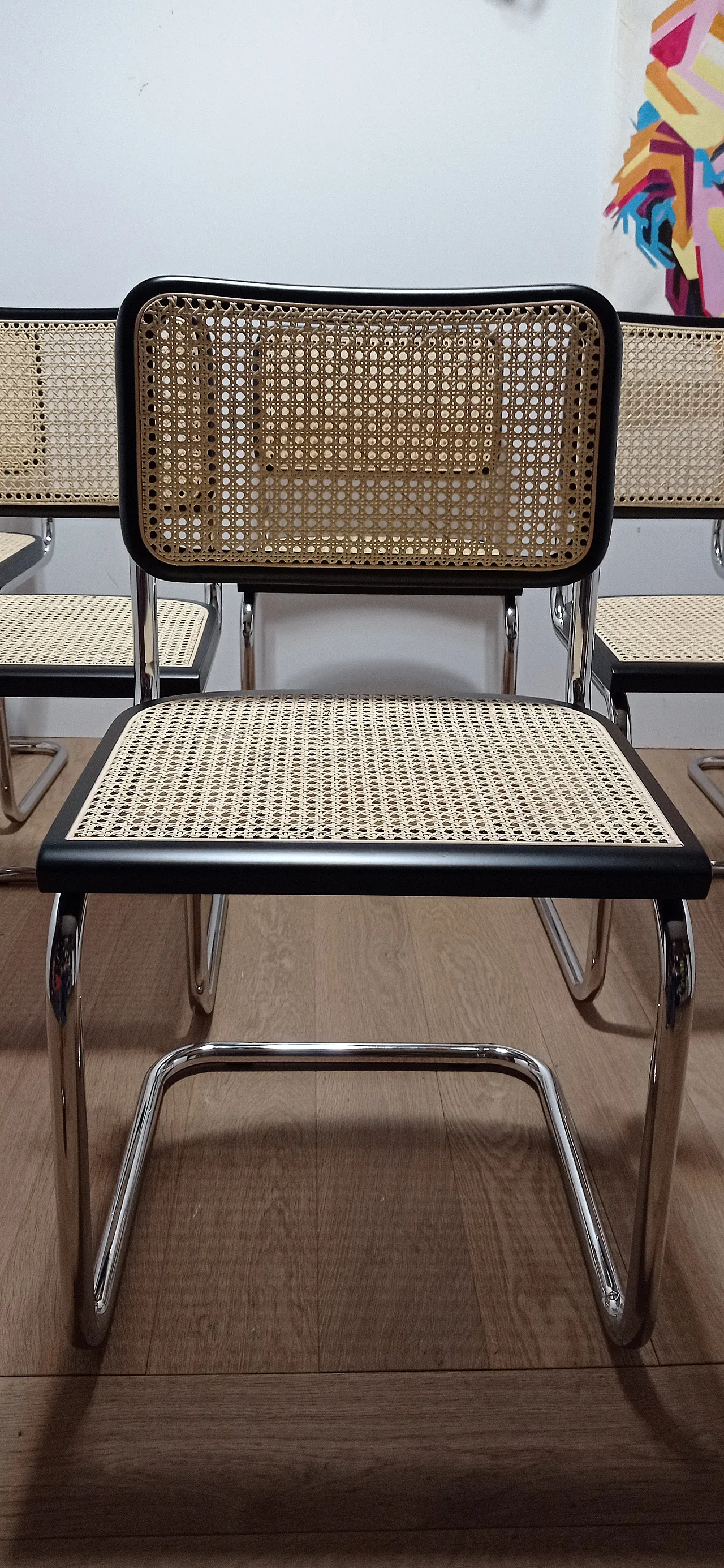 6 Cesca B32 chairs, lacquered in black MDF, 1980s 34