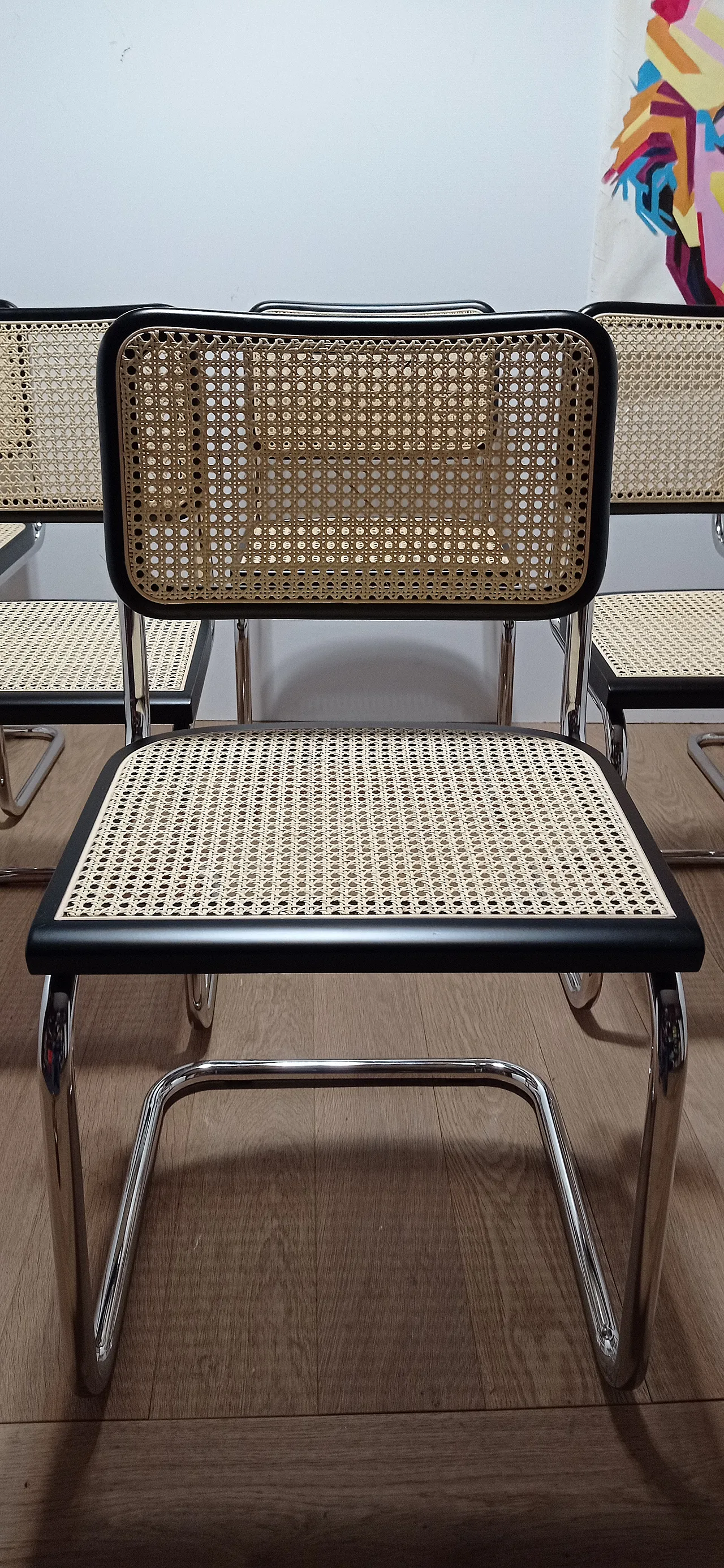 6 Cesca B32 chairs, lacquered in black MDF, 1980s 35