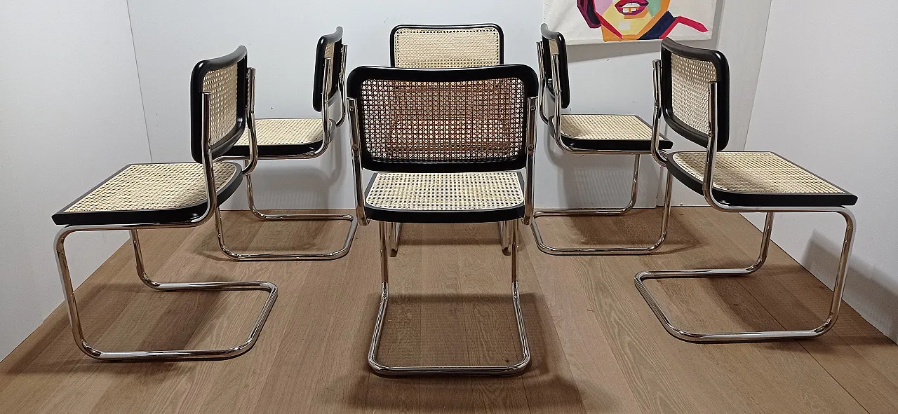 6 Cesca B32 chairs, lacquered in black MDF, 1980s 67