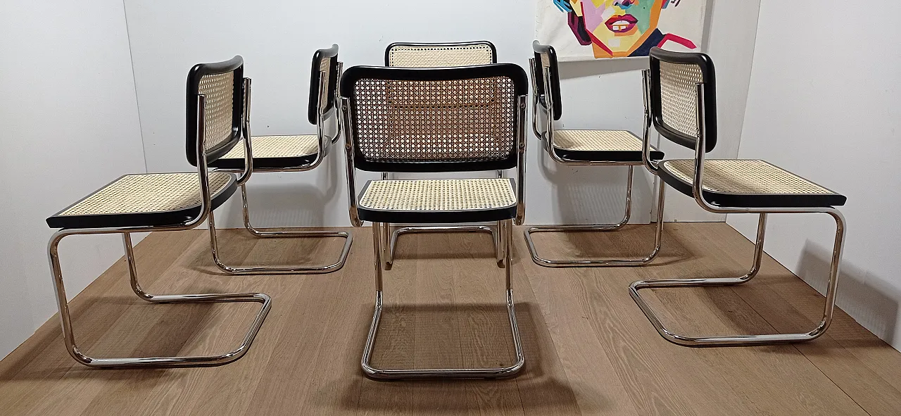 6 Cesca B32 chairs, lacquered in black MDF, 1980s 68