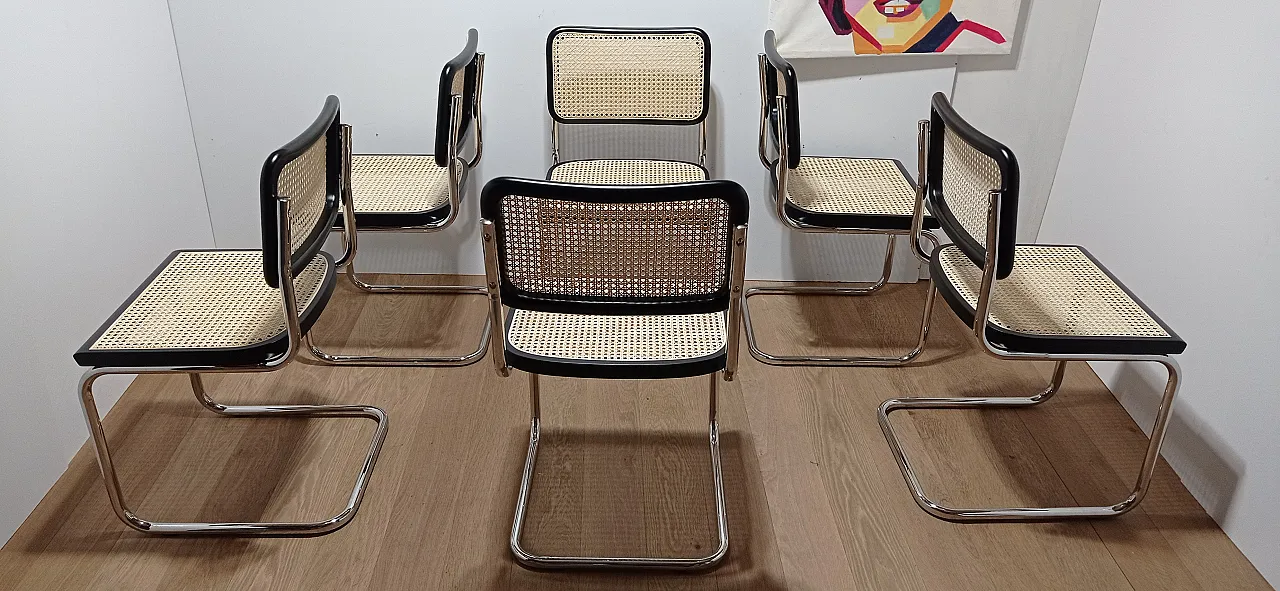 6 Cesca B32 chairs, lacquered in black MDF, 1980s 69