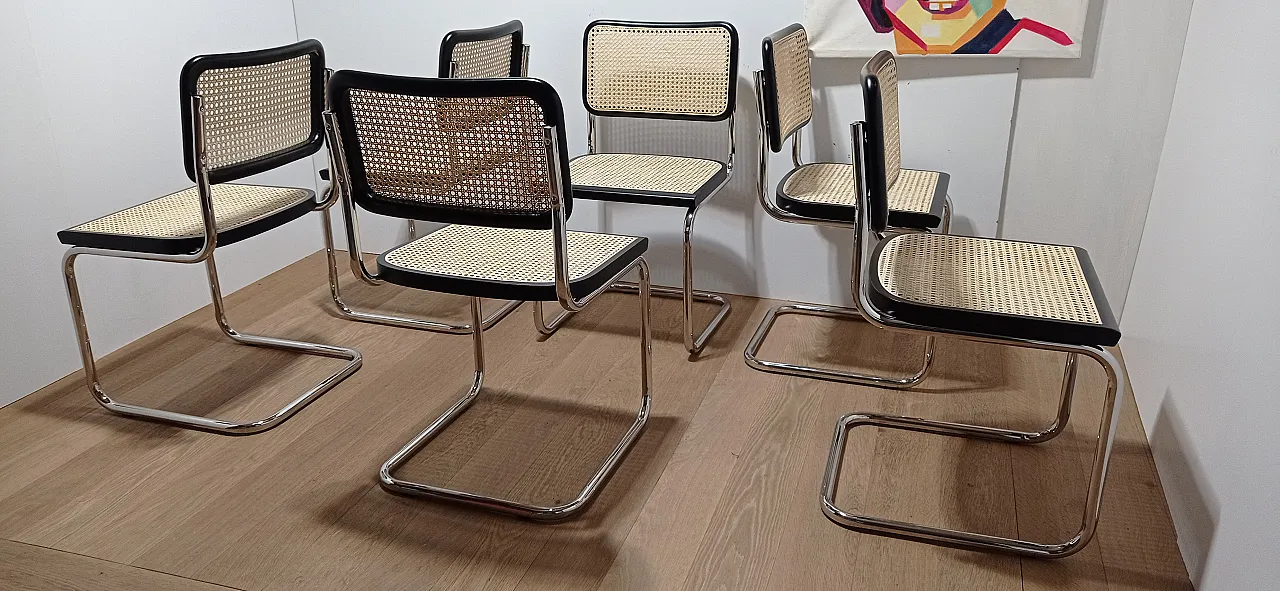 6 Cesca B32 chairs, lacquered in black MDF, 1980s 73