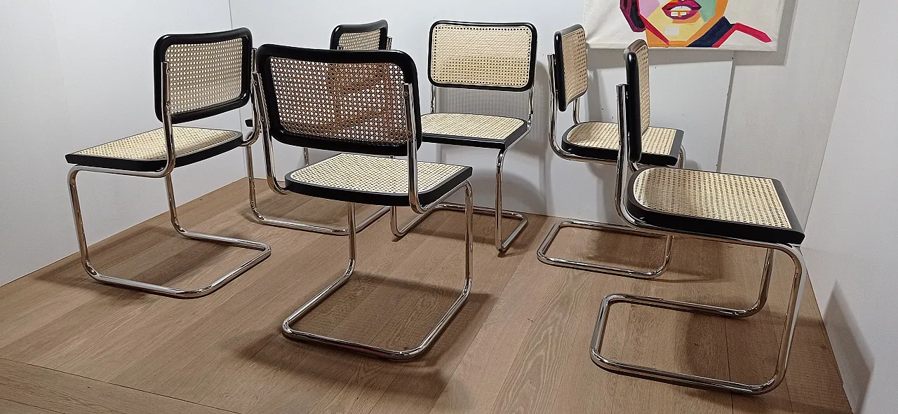 6 Cesca B32 chairs, lacquered in black MDF, 1980s 74