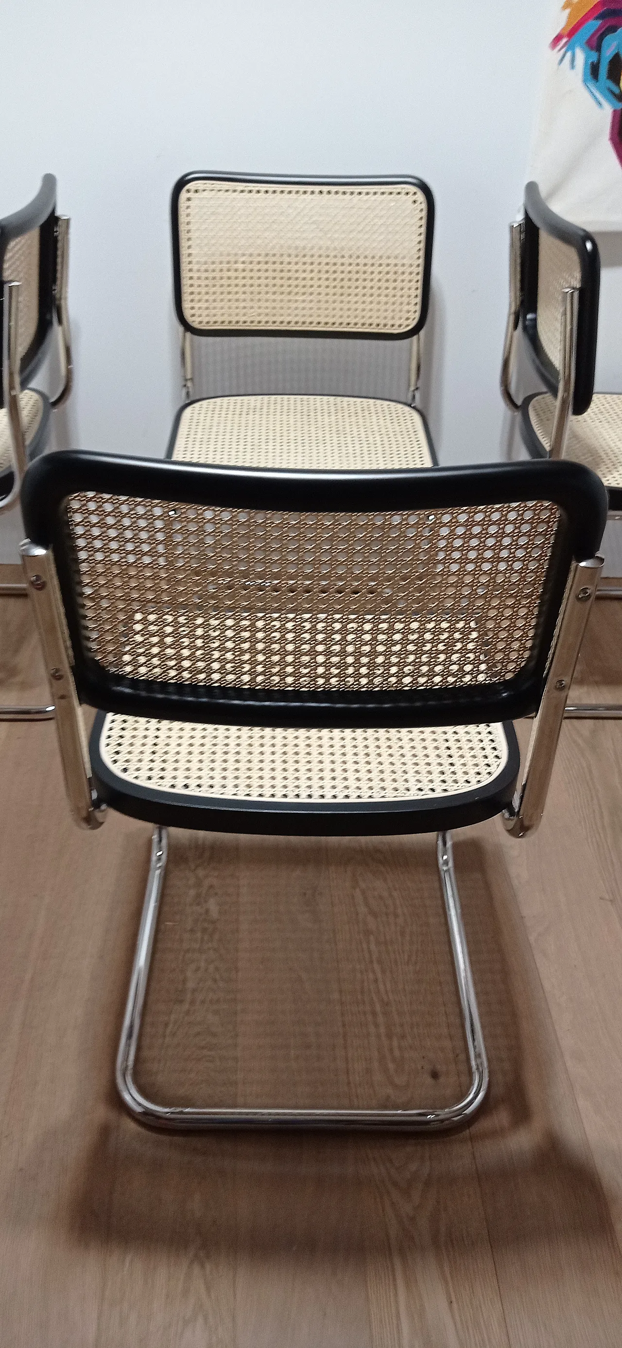 6 Cesca B32 chairs, lacquered in black MDF, 1980s 80