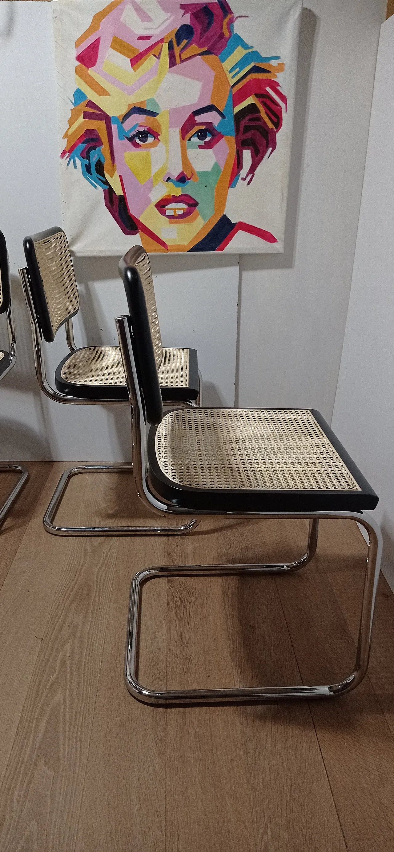 6 Cesca B32 chairs, lacquered in black MDF, 1980s 81