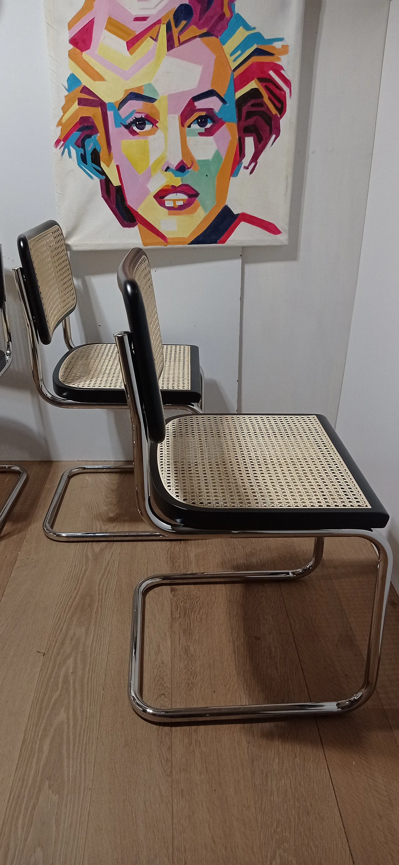 6 Cesca B32 chairs, lacquered in black MDF, 1980s 82