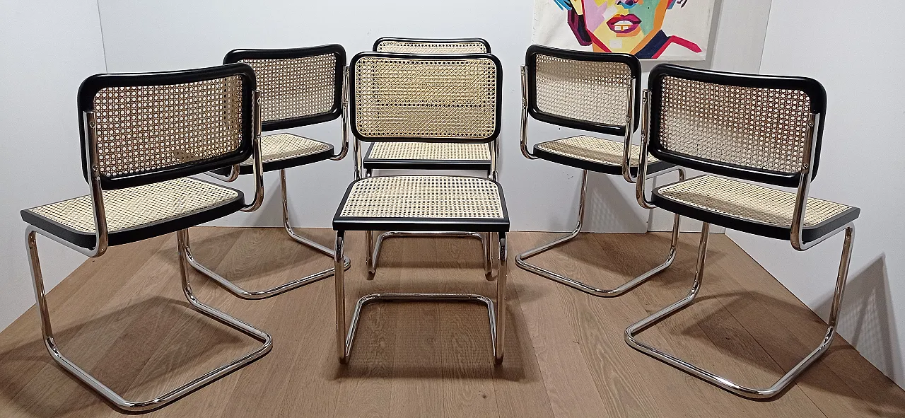 6 Cesca B32 chairs, lacquered in black MDF, 1980s 87