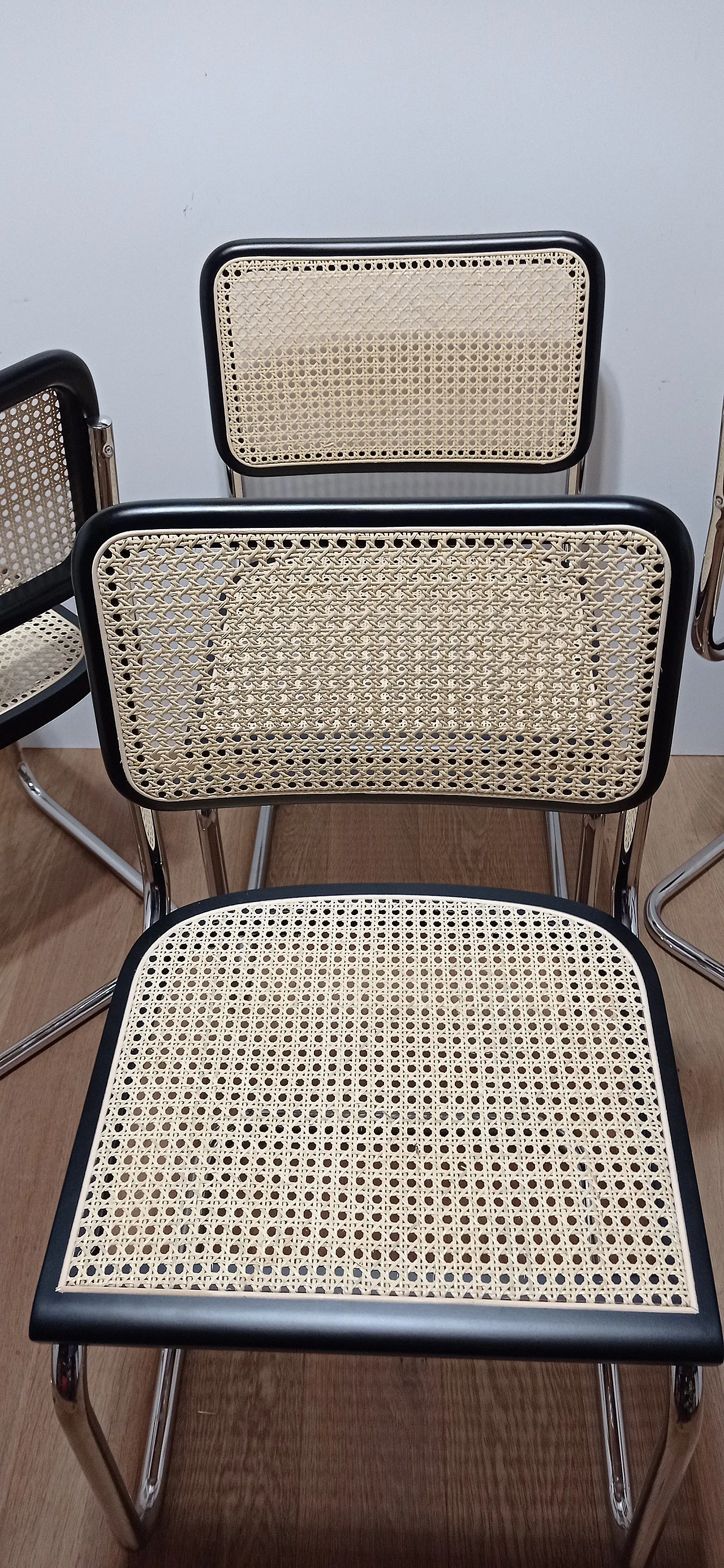 6 Cesca B32 chairs, lacquered in black MDF, 1980s 94