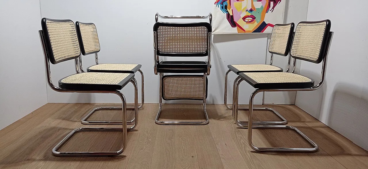 6 Cesca B32 chairs, lacquered in black MDF, 1980s 96