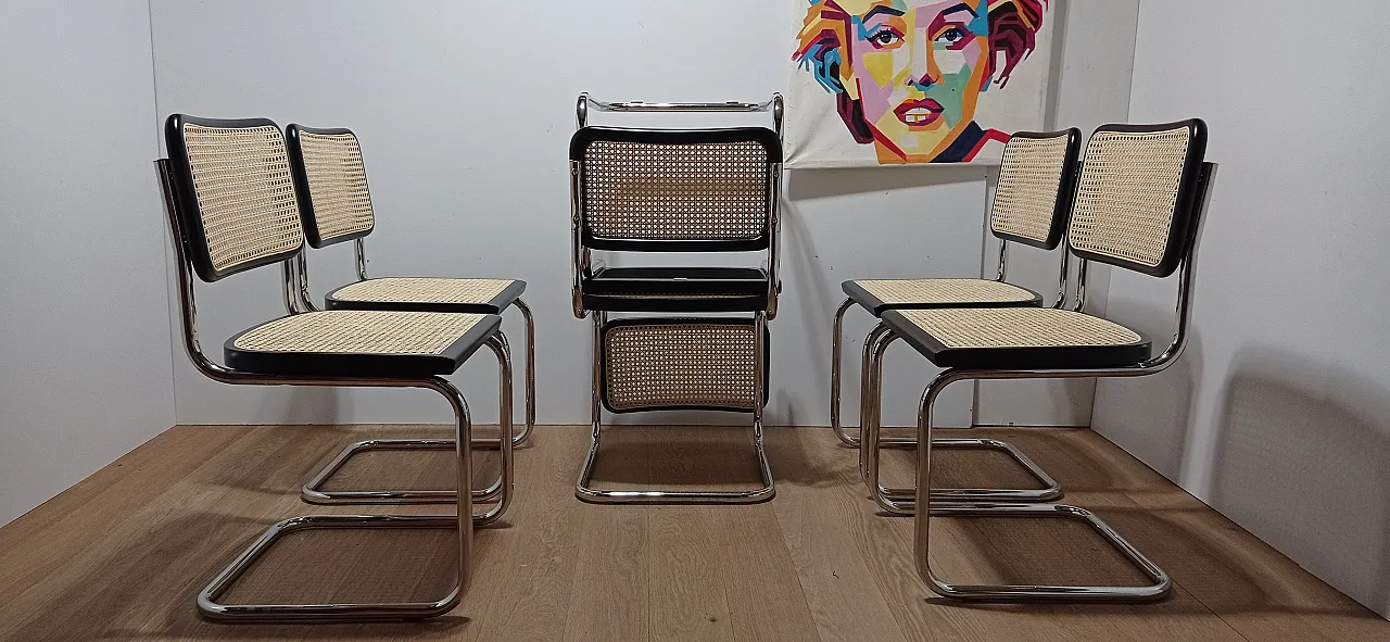 6 Cesca B32 chairs, lacquered in black MDF, 1980s 97