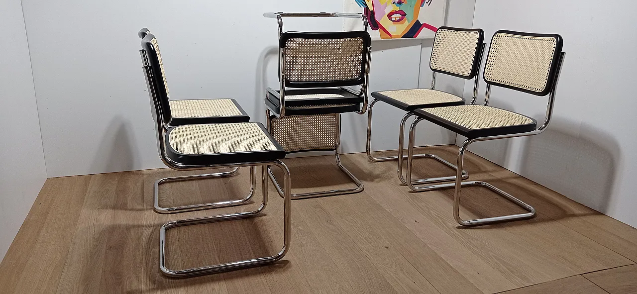 6 Cesca B32 chairs, lacquered in black MDF, 1980s 98
