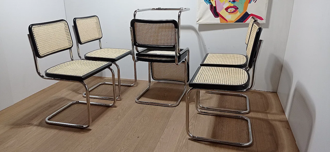 6 Cesca B32 chairs, lacquered in black MDF, 1980s 99