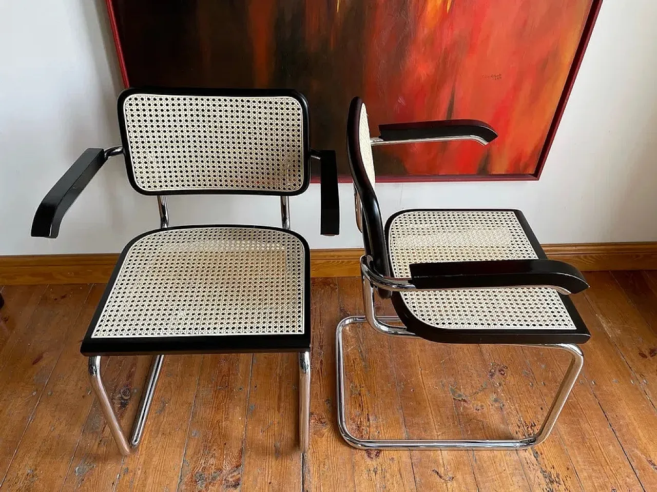 Pair of Cesca B64 black lacquered chairs by MDF, 1980s 2