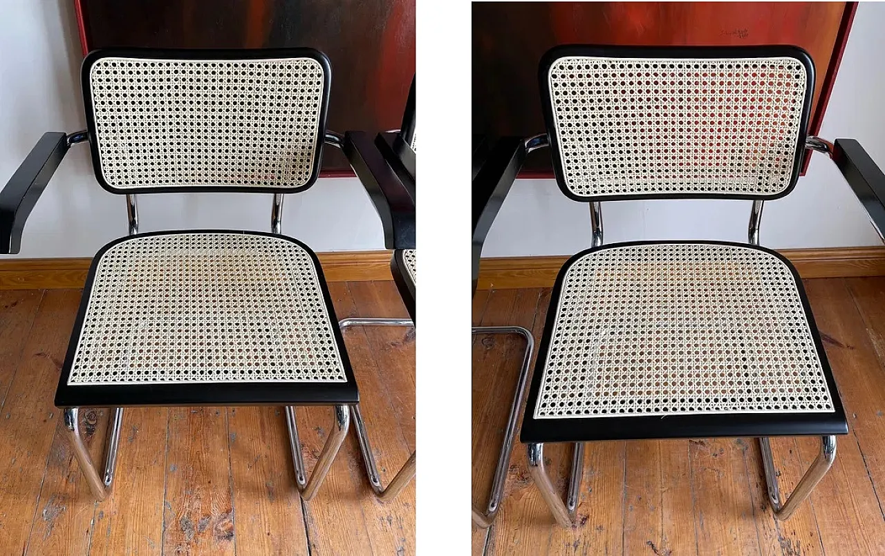 Pair of Cesca B64 black lacquered chairs by MDF, 1980s 3