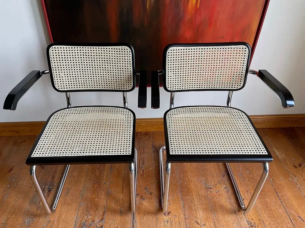 Pair of Cesca B64 black lacquered chairs by MDF, 1980s 5
