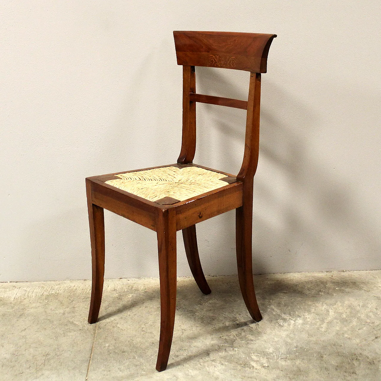 Italian inlaid walnut chair, 19th century 2