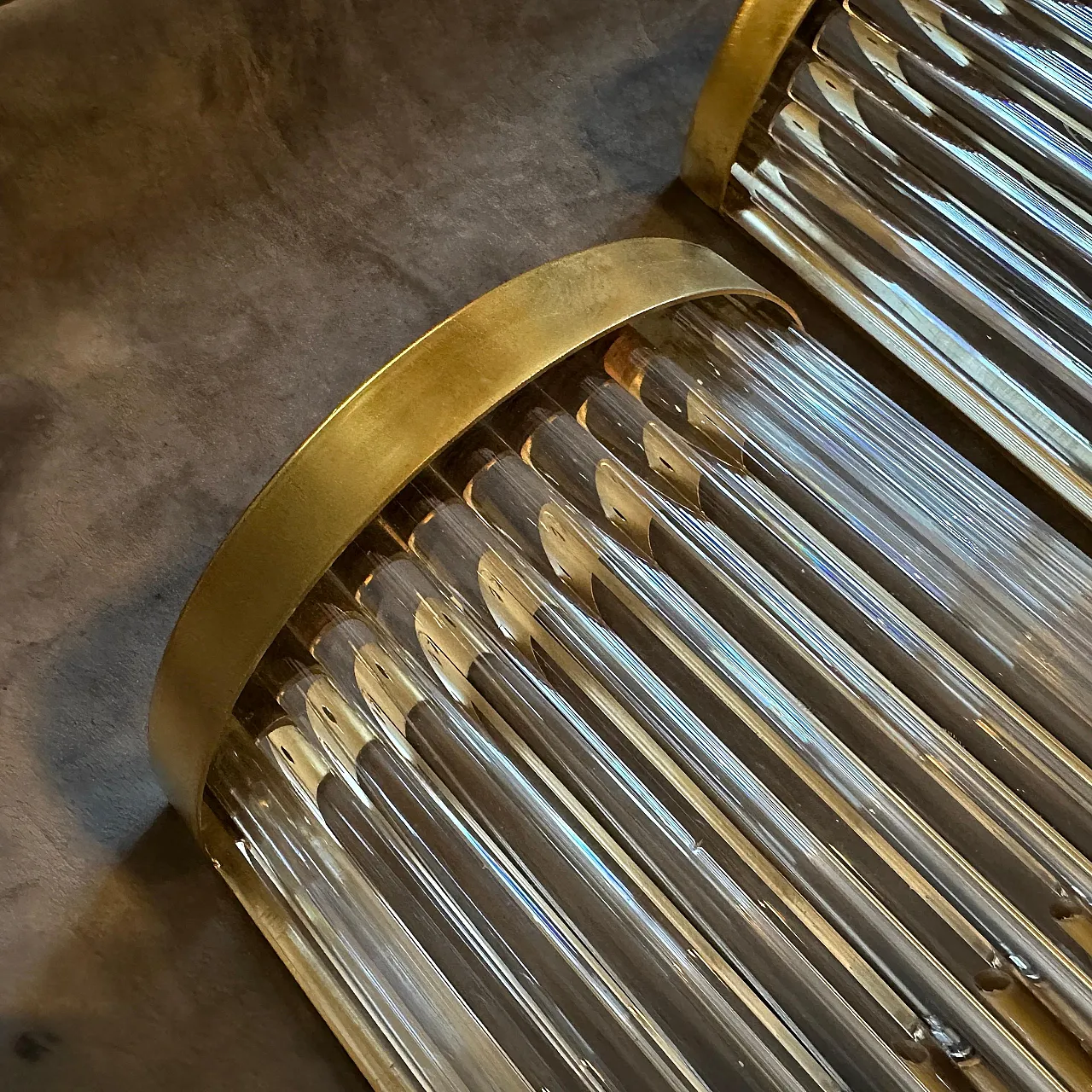 Pair of Sciolari Sbrass and glass wall sconces, 2000s 7