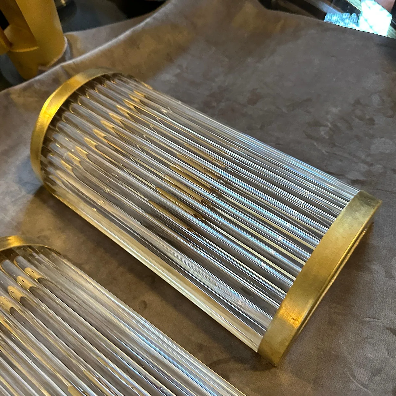 Pair of Sciolari Sbrass and glass wall sconces, 2000s 11