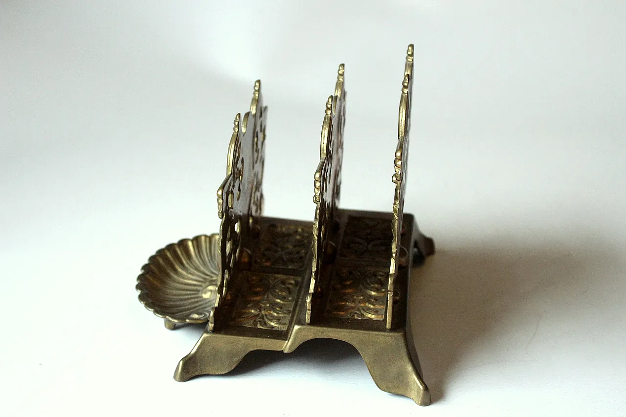 Ornate brass letter holder, 60s 4