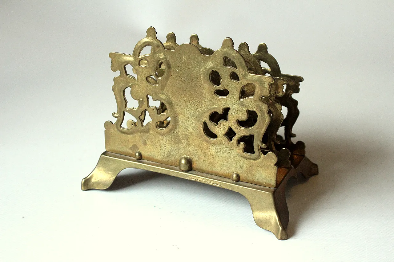 Ornate brass letter holder, 60s 5