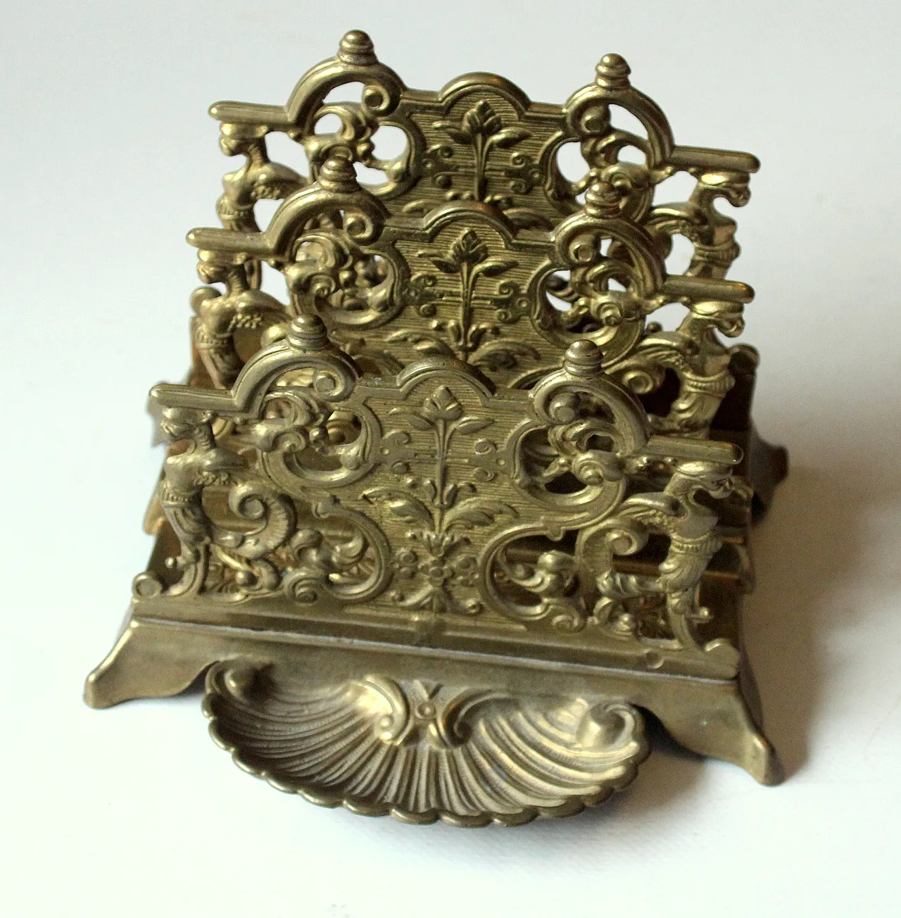 Ornate brass letter holder, 60s 6