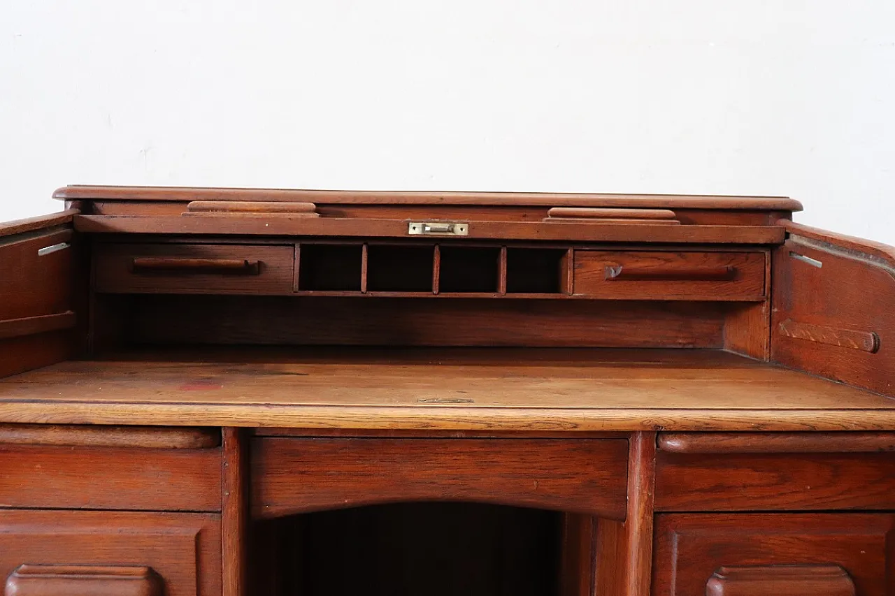 Scrivania a rullo in rovere, inizi '900 5